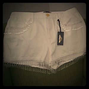 Juicy Couture Black Label white fringe Shorts